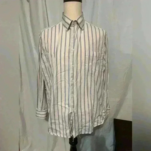 Perry Ellis Men’s 2XL Striped Button Down Long Sleeve Shirt - Picture 1 of 6